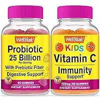 Probiotics 25B + Prebiotics + Vitamin C Kids, Gummies Bundle - Great Tasting, Vitamin Supplement, Gluten Free, GMO Free, Chewable Gummy