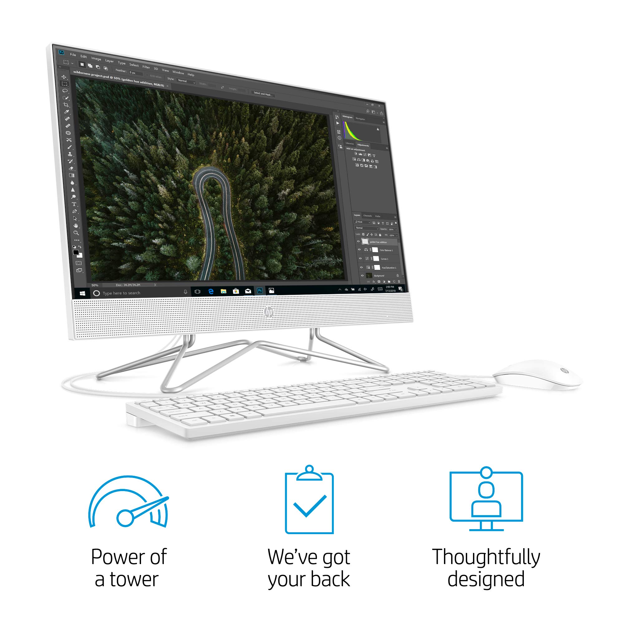 HP 24-inch All-in-One Touchscreen Desktop Computer, Intel Core i5-1035G1 processor, 12 GB RAM, 512 GB SSD, Windows 10 Home (24-df0170, White)