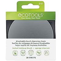EcoTools Professional Makeup Brush Cleaner and Beauty Blender Dissolving Sheets with Textured Mat, Plastic-Free Recyclable Packaging, Cruelty Free, Vegan, Travel Size, Add Water, 30 Sheet Count EcoTools Professional Makeup Brush Cleaner and Beauty Blender Dissolving Sheets with Textured Mat, Plastic-Free Recyclable Packaging, Cruelty Free, Vegan, Travel Size, Add Water, 30 Sheet Count