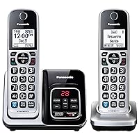 Panasonic Expandable Cordless Phone System, Bluetooth Pairing for Wireless Headphones and Hearing Aids, Smart Call Block, Bilingual Talking Caller ID, 2 Handsets - KX-TGD892S, Silver/Black