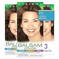 Clairol Balsam Permanent Hair Dye, 611 Medium Brown Hair Color, Pack of 3