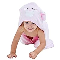 HIPHOP PANDA Hooded Towel - Rayon Made from Bamboo, Bath Towel with Bear Ears for Newborn, Babie, Toddler, Infant - Absorbent Large Baby Towel - Pink Rabbit, 30 x 30 Inch