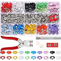 10 Colors 9.5mm Snap Buttons kit with Upgraded Fastener Pliers Snap Fasteners for Diaper and Bibs TmppDeco 220 Sets Metal Snap Buttons for Thin Fabric Snaps for Sewing,Clothing and Crafting 