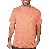 Mens Performance Striped V Neck Short Sleeve Shirt Small Peach