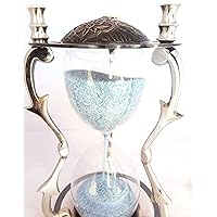 Sifaat World- Nickel and Antique Decorative Hourglass Sand Timer with SkyBlue Sand - 5 Minute,Unique Vintage Black Metal Art Hour Glass for Office Desk Home Decor,Birthday Gift,etc.,SW0036