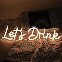 Let's Drink Neon Sign,Bar Neon Sign For Wall Decor,Warm White Led Signs Usb Powered,Living Room Decor, For Adult Boys Girls Bedroom Restaurant Hotel Party Birthday Gift(16.5x4.7in)