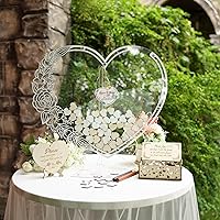 Wedding Guest Book Alternative, Drop Top Frame with Hearts, Rustic Guest Book Wedding, Guest Book Sign, Wooden Box with Hearts - 80, 100, 150 pcs, Shadow Box for Wedding, Baby Shower, Anniversary