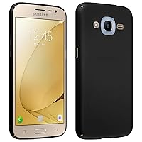 Case Compatible with Samsung Galaxy J2 2016 in Metal Black - Shockproof and Scratch Resistent Plastic Hard Cover - Ultra Slim Protective Shell Bumper Back Skin