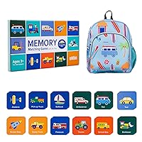 Wildkin 12-inch Backpack and Memory Matching Game Transportation (36 pc) Bundle: Boost Memory Educational Card, and Comfortable Kids Backpack (Surf Shack)