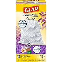 Trash Bags, ForceFlex Tall Drawstring Garbage Bags, 13 Gallon White Trash Bags for Tall Kitchen Trash Can, Mediterranean Lavender with Febreze Freshness to Eliminate Odors, 40 Count