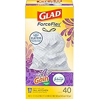 Glad OdorShield Tall Kitchen Drawstring Trash Bags - Febreze Mediterranean Lavender, 13 Gallon, 40 Count (Packaging May Vary)