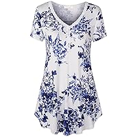 BAISHENGGT Womens Tops Hide Belly Tunic 2023 Summer Short Sleeve Top Casual Dressy Blouses for Leggings Flowy Henley Tshirt
