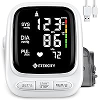 Blood Pressure Monitors Machine and Cuff by Etekcity, FSA HSA Approved Products, Rechargeable BPM with LED Display and 180 Memory, Large Cuff and Adjustable Speaker, Fast and Accurate Reading