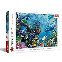 TREFL 500 Piece Jigsaw Puzzle, Hidden Treasure, Sealife, Ocean, Sunken Ship, Coral Reef, Adult Puzzles, Trefl 37385