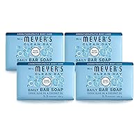 MRS. MEYER'S CLEAN DAY Bar Soap, Use as Body Wash or Hand Soap, Made with Essential Oils, Rain Water, 5.3 oz, 4 Bars