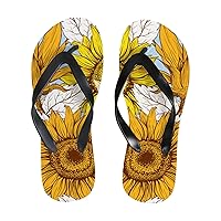 Vantaso Slim Flip Flops for Women Yellow Blue Pastel Sunflower Yoga Mat Thong Sandals Casual Slippers