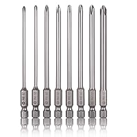 8 Pcs Phillips Screwdriver Bit Set,1/4 Inch Hex Shank 4 Inch Long S2 Steel with Magnetic, Impact Tough Screwdriving Power Bits