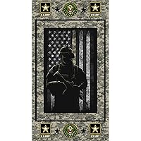 Army Miltary 24 x 44 inches Panel Sykel 1195-A Armed Forces Cotton Fabric - Sold by Panel