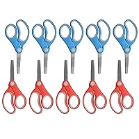 Westcott 55844 Right- and Left-Handed Scissors, Kids' Scissors, Ages 4-8, 5-Inch Blunt Tip, 10 Pack