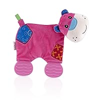 Nuby Comfort Teething Plush Pal, Interactive Blanket and Teether in One, Hippo
