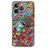 CARLOCA Compatible with iPhone 14 Pro Max Case for Girl,Clear with Colorful Trippy Red Pattern Design Plastic Shockproof TPU Bumper Protective Case for Apple iPhone 14 Pro Max