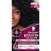 Keratin Color Permanent Hair Color, 1.0 Black Onyx, 1 Application - Salon Inspired Permanent Hair Dye, for up to 80% Less Breakage vs Untreated Hair and up to 100% Gray Coverage