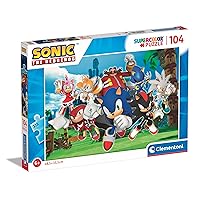 Clementoni 27159 Sonic Supercolor Sonic-104 Pieces-Jigsaw Puzzle for Kids Age 6-Made in Italy, Multi-Coloured
