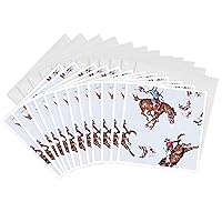 3dRose Retro Rodeo Cowboys Greeting Cards, 6