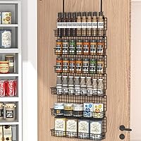 JKsmart 6-Tier Spice Rack Organizer with Door Hook, Wall Mounted & Over the Door Spice Racks for Kitchen Pantry Door Cabinet, Two Size, Large Capacity, Black