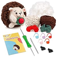 DIY Crochet Hedgehog Kits，Beginners Crochet Kits, Crochet Hedgehog with Yarn, Crochet Hooks, Instructions DIY Crochet Craft Starter Kits