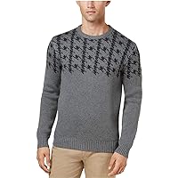 Ben Sherman Men's L/S Dogtooth Crew Sweater (Charcoal, X-Large)