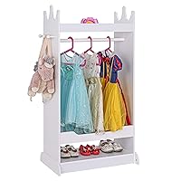 UTEX Kid’s See and Store Dress-up Center, Costume Closet for Kids, Open Hanging Armoire Closet, Pretend Storage Kids, Costume Dresser for Kids Bedroom(White)