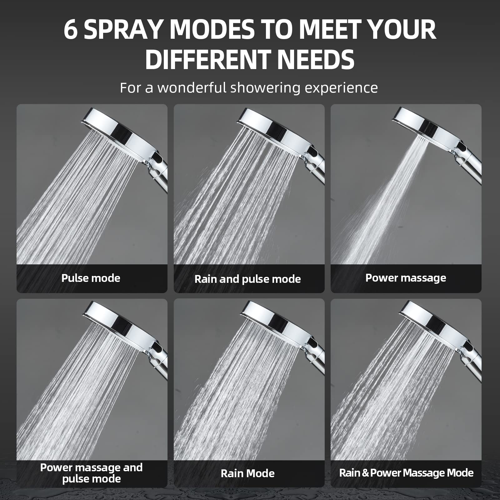 Cobbe Filtered Shower Head with Handheld, High Pressure 6 Spray Mode Showerhead with Filters, Water Softener Filters Beads for Hard Water - Remove Chlorine - Reduces Dry Itchy Skin, Chrome