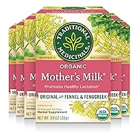 Traditional Medicinals Organic Mother's Milk Women's Tea, Promotes Healthy Lactation, 16 Tea Bags (Pack of 6)