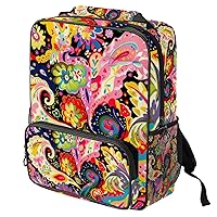 Travel Backpack for Men,Backpack for Women,Colored Flowers Paisley,Backpack