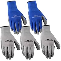 5-Pair Pack Wells Lamont Nitrile Work Gloves | Lightweight, Abrasion Resistant | Large (580LA), Grey