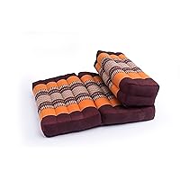 GABUR Foldable Meditation Cushion, 100% Kapok, Thai Design Orange & Brown, 25.5