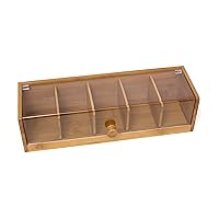 Lipper International 8187 Bamboo Wood and Acrylic Tea Box with 5 Sections, 14