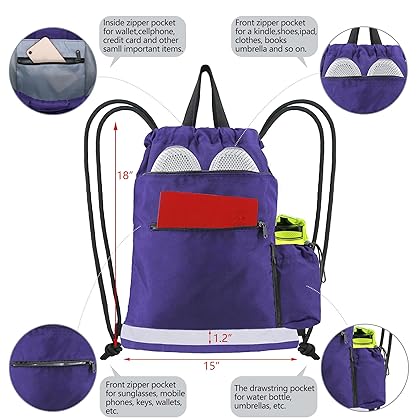 Drawstring Backpack Gym Backpack Sports Bag for Swim Women Men workout bag draw string back sack for Soccer Beach Gear