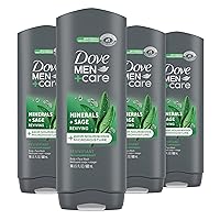 Dove Men+Care Body Wash Mineral + Sage 4 Count for Men's Skin Care Effectively Washes Away Bacteria While Nourishing Your Skin 18 oz