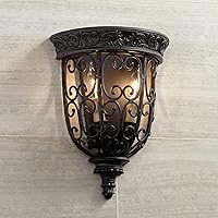 Franklin Iron Works French Scroll Farmhouse Rustic Wall Light Sconce Rubbed Bronze Metal Hardwired 10 1/2