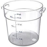 Carlisle FoodService Products Storplus Round Food Storage Container with Stackable Design for Catering, Buffets, Restaurants, Polycarbonate (Pc), 18 Quart, Clear, (Pack of 6)