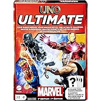 Mattel Games UNO Ultimate Marvel Card Game with 4 Character Decks, 4 Collectible Foil Cards & Special Rules, 2-4 Players, First Edition