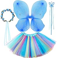 Unittype Fairy Costume for Girls 4 Pcs Fairy Dress up Clothes Butterfly Wings Tutu Outfit for Aged 2 to 8 Birthday Party