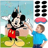 Pin The Nose on Mi Mouse Party Game, Mouse Cartoon Theme Party Supplies, Large High Gloss Waterproof Poster Favors for Wall Decorations, Kids Birthday Decorations