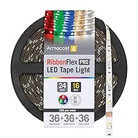 Armacost Lighting RibbonFlex Pro 24V RGB+WW LED Strip Light Tape 36 + 36 +36 LED/m, 16.4' (5M) 645230