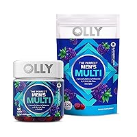 Olly Men’s Multi Gummy Starter Pack Bundle, Overall Health & Immune Support, BlackBerry Flavor, 90ct Bottle and 120ct Pouch – 210 Count