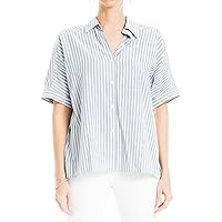 Max Studio Women's Elbow Sleeve Button Front Collared Blouse