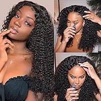 V SHOW Glueless Wigs Human Hair Pre Plucked Put Cut Kinky Curly Lace Front Wigs Human Hair Upgraded No Glue Wear Go Lace Closure Wigs Human Hair Pre Plucked with Baby Hair 20 Inch