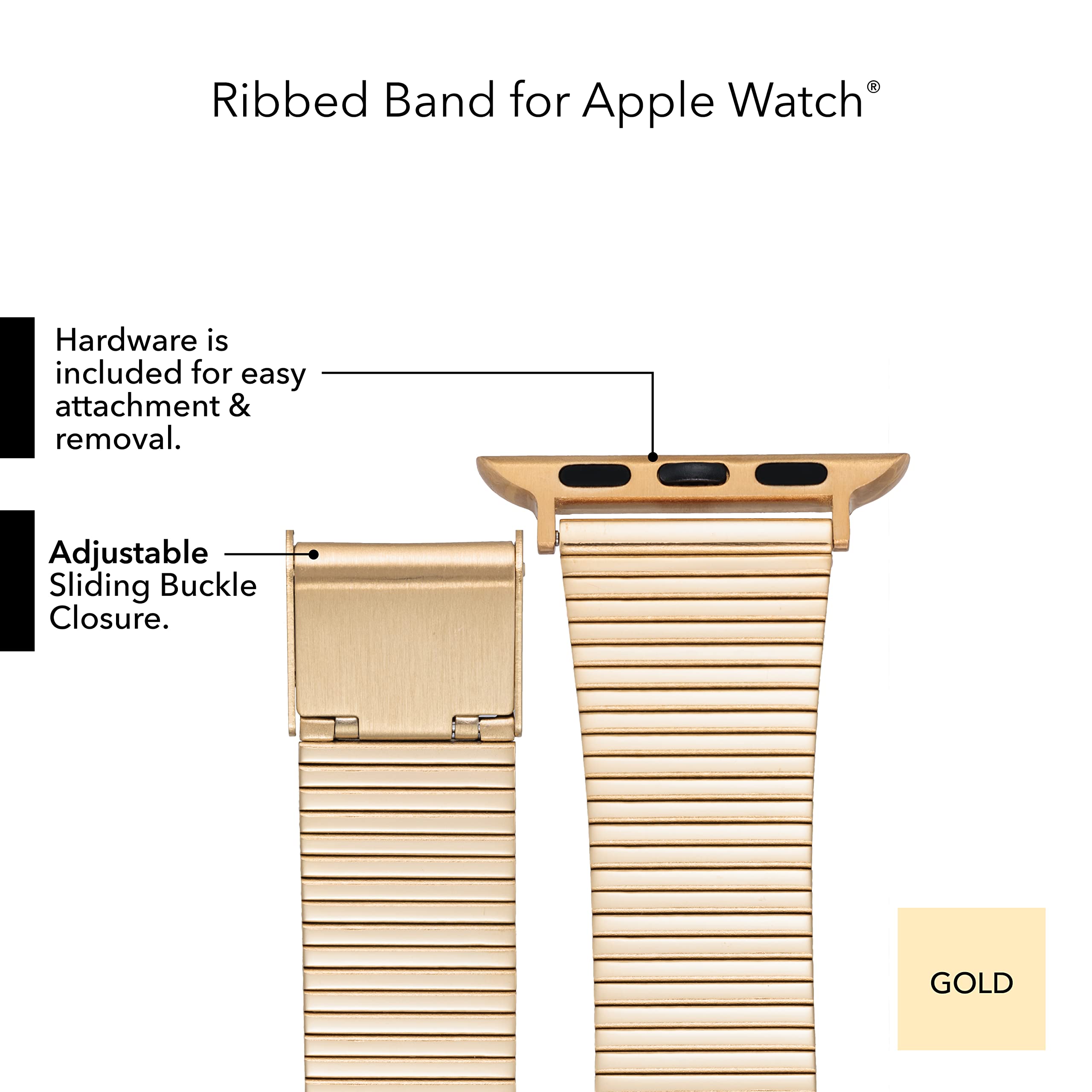 Anne Klein Stainless Steel Fashion Band for Apple Watch, Secure, Adjustable, Apple Watch Replacement Band, Fits Most Wrists